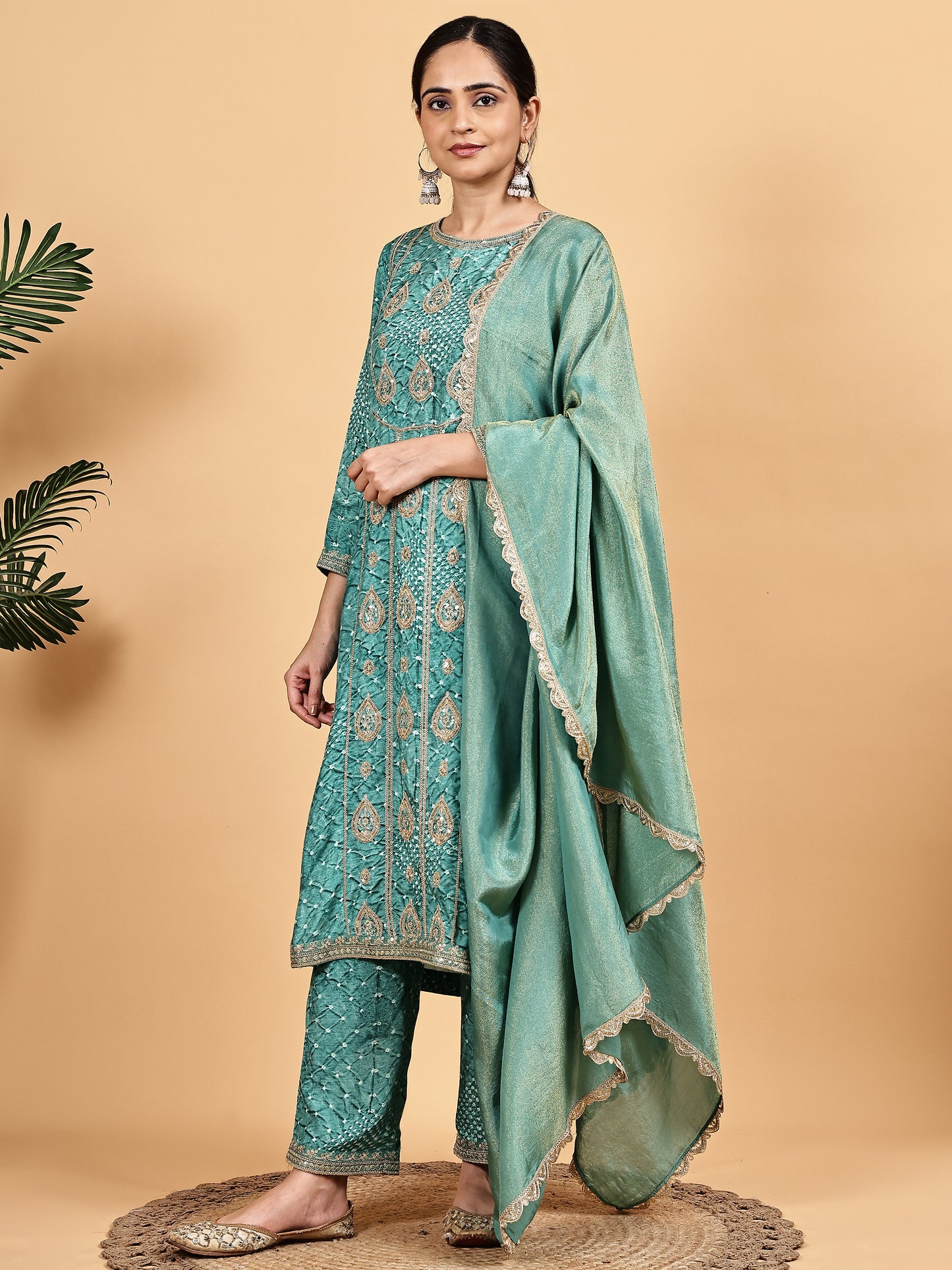 Sea Green Embroidered Kurta Set with Dupatta