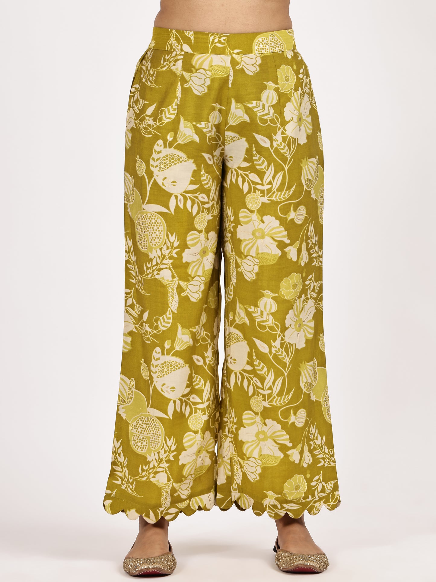 Mustard green printed Kurta Set