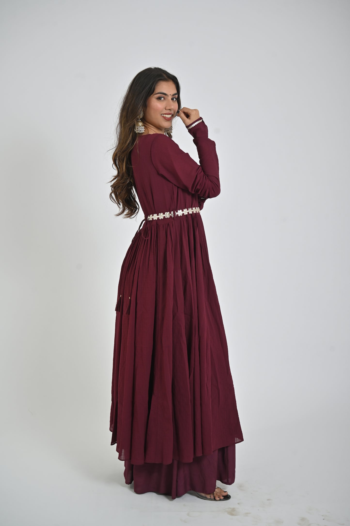 Maroon Elegance Maxi Gown