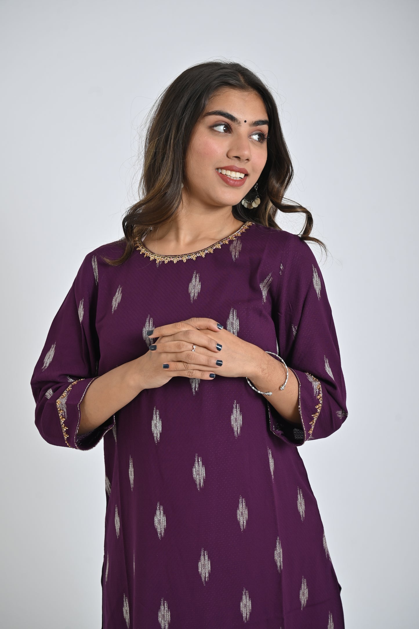 Purple Printed Kurta and Pants