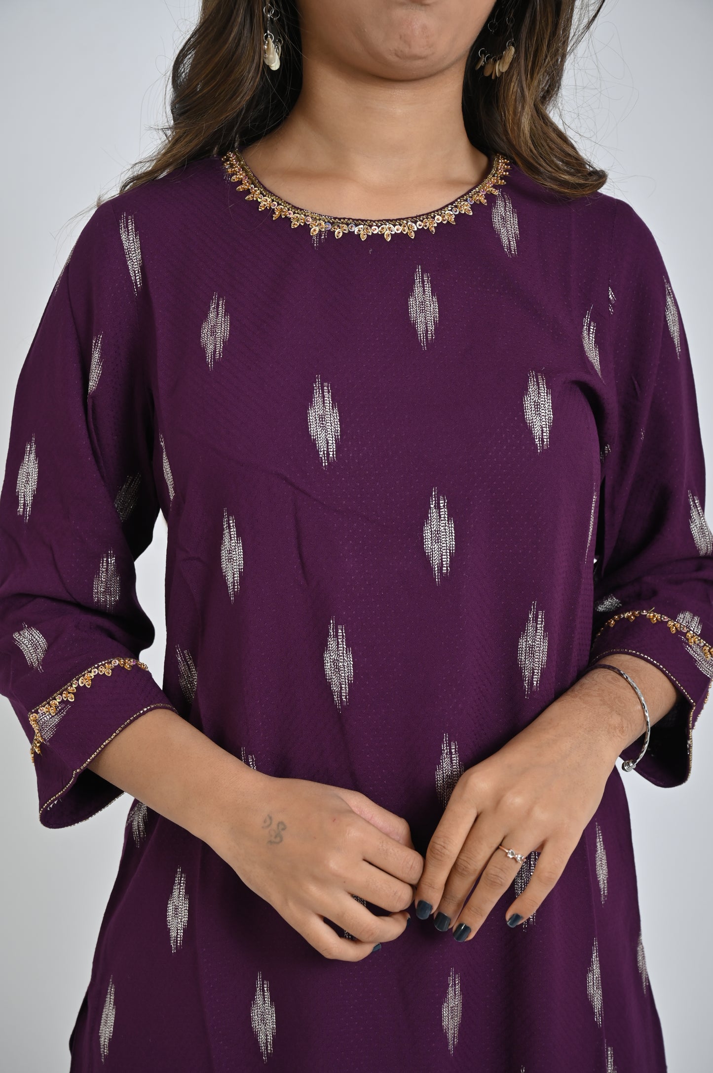 Purple Printed Kurta and Pants