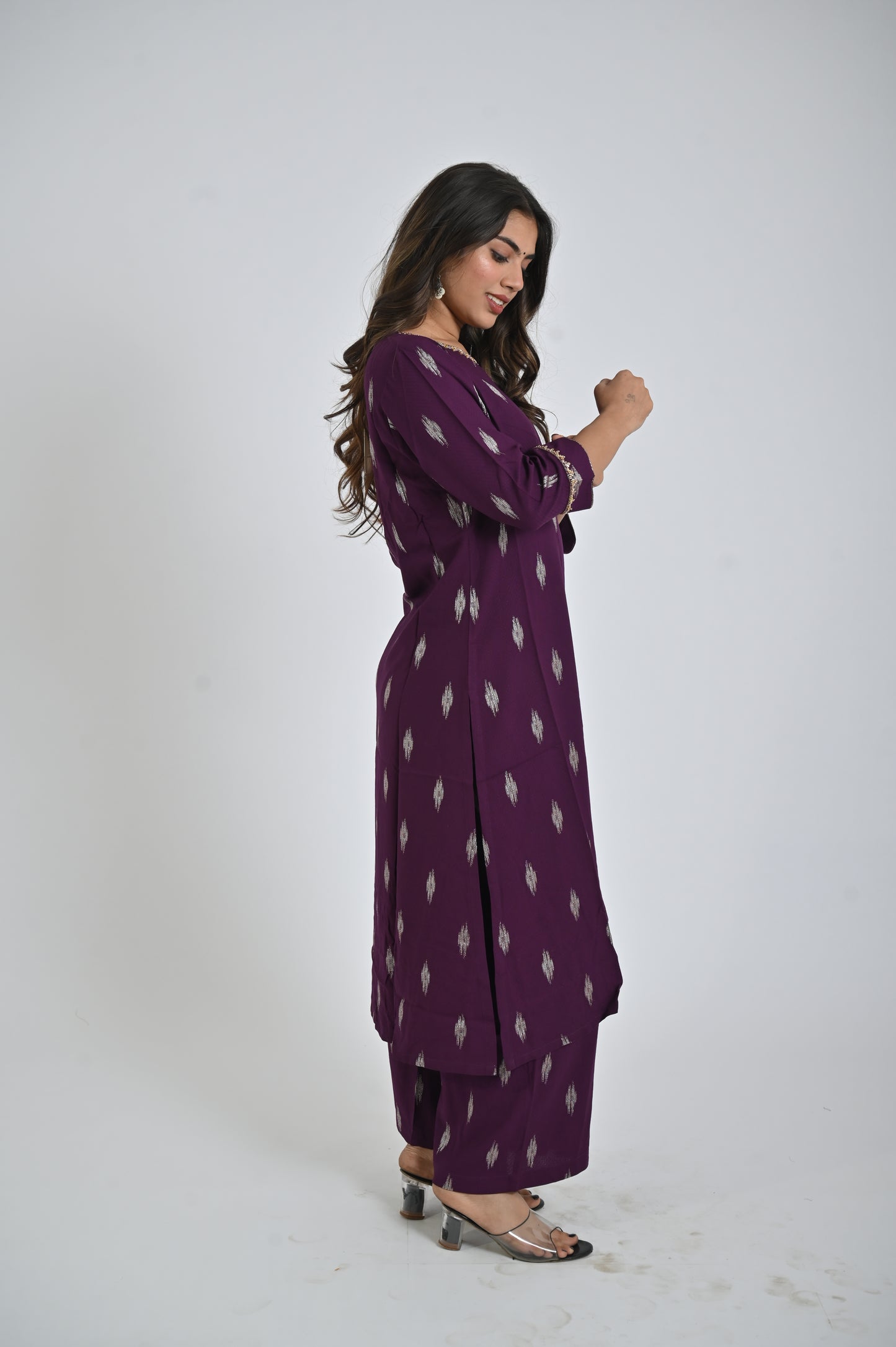 Purple Printed Kurta and Pants