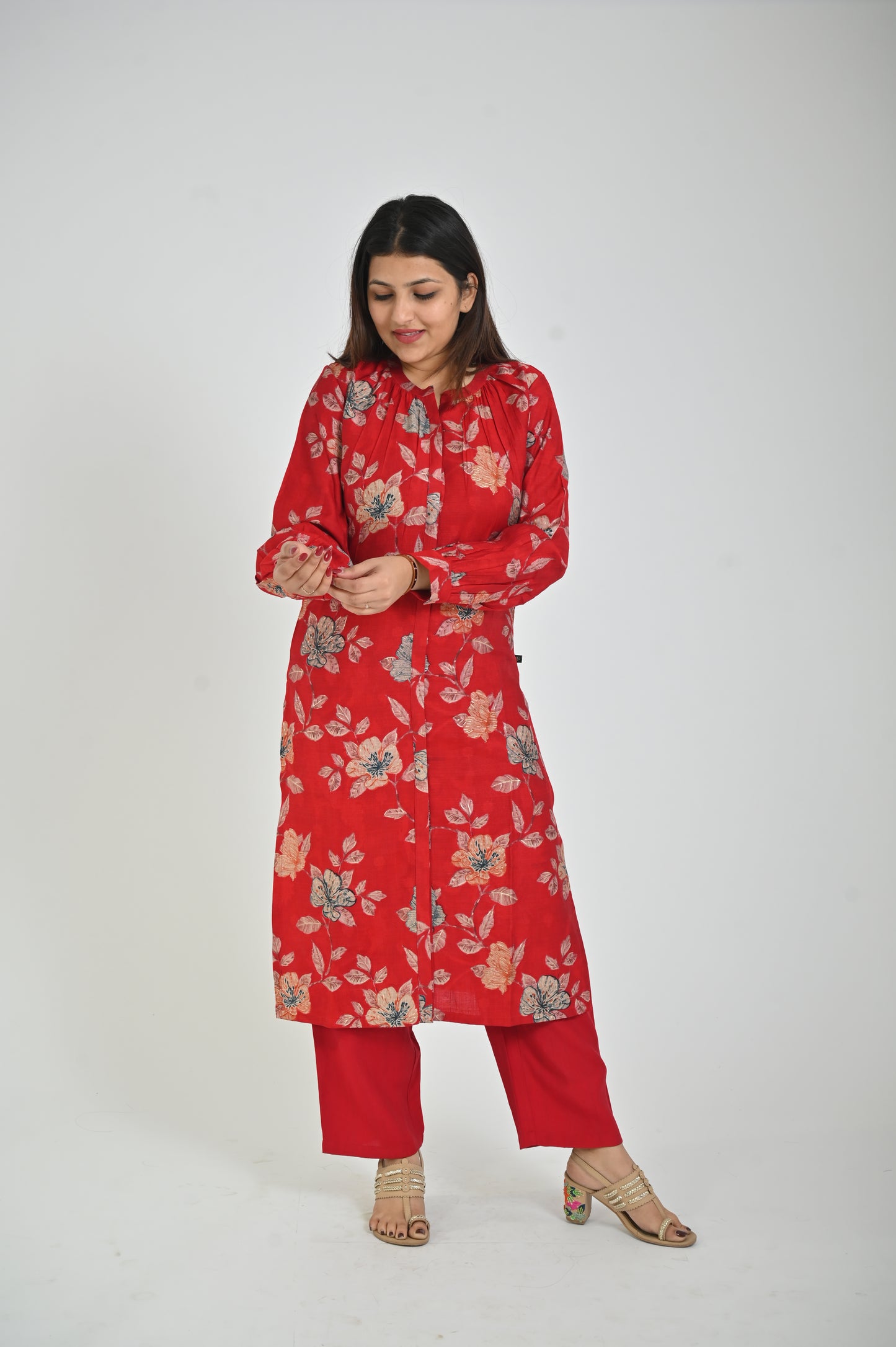 Red Printed Women two Pcs Set