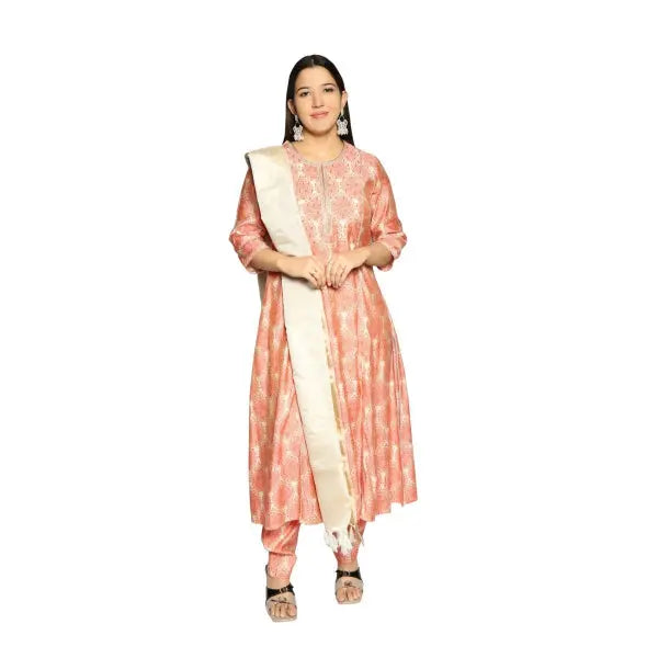 light-orange-printed-kurta-set