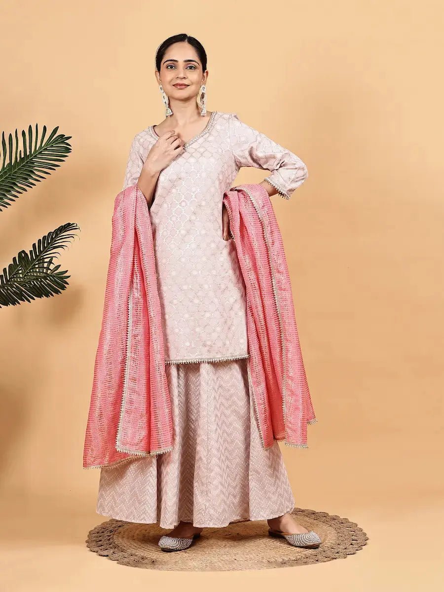 pastel-pink-silk-jacquard-kurta-set-for-women