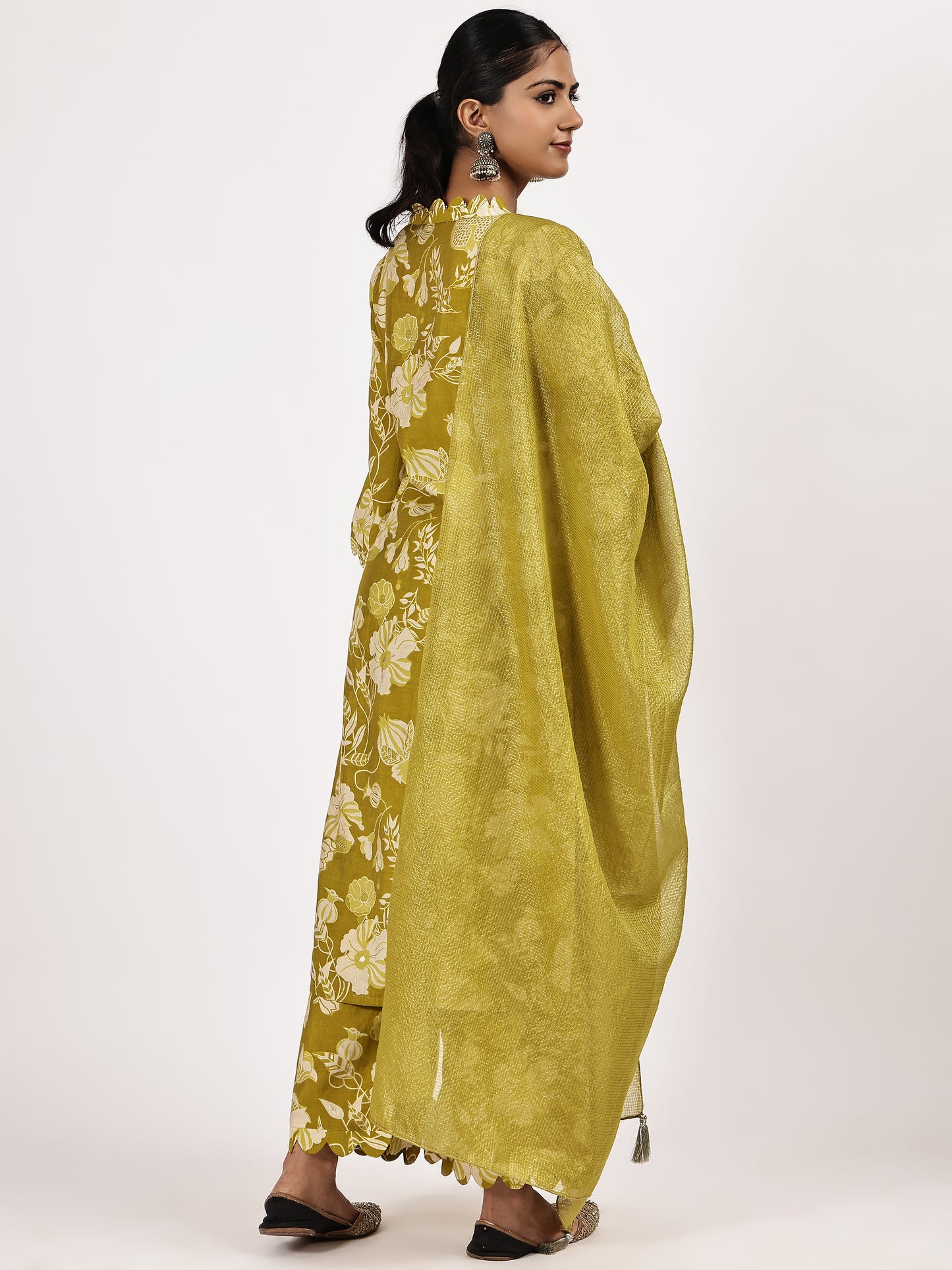 Mustard green printed Kurta Set