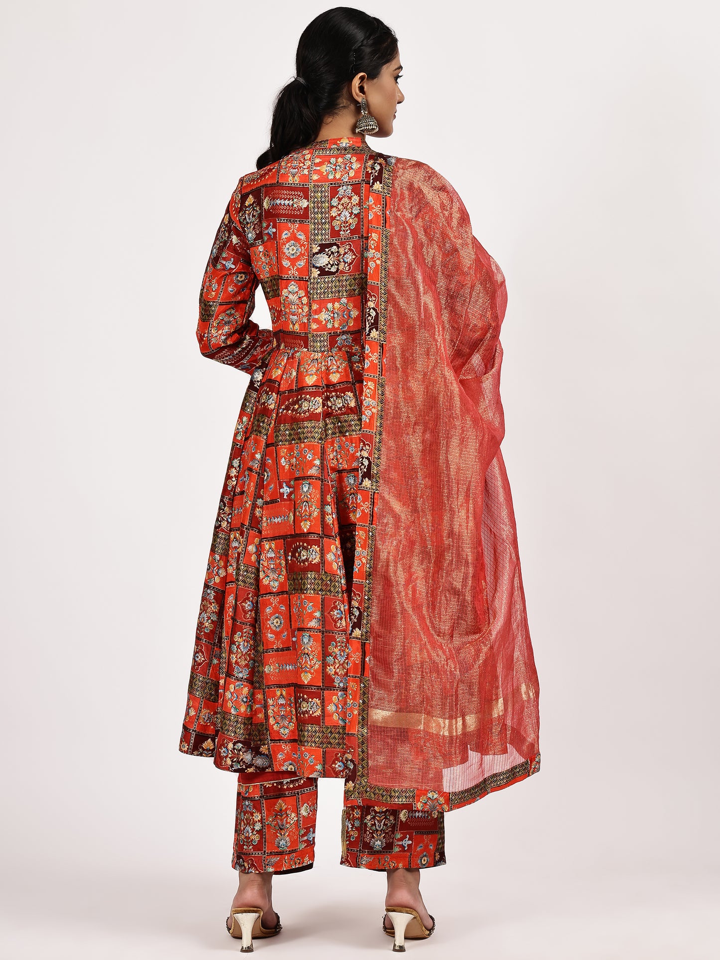 Red Printed Kurta Set
