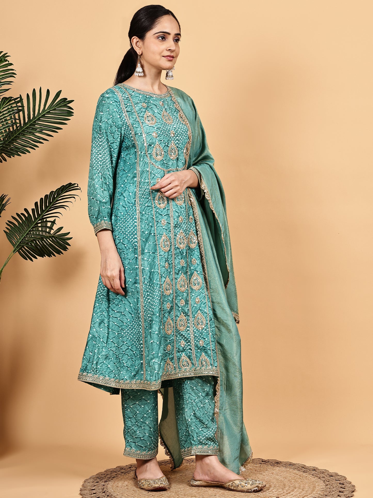 Sea Green Embroidered Kurta Set with Dupatta
