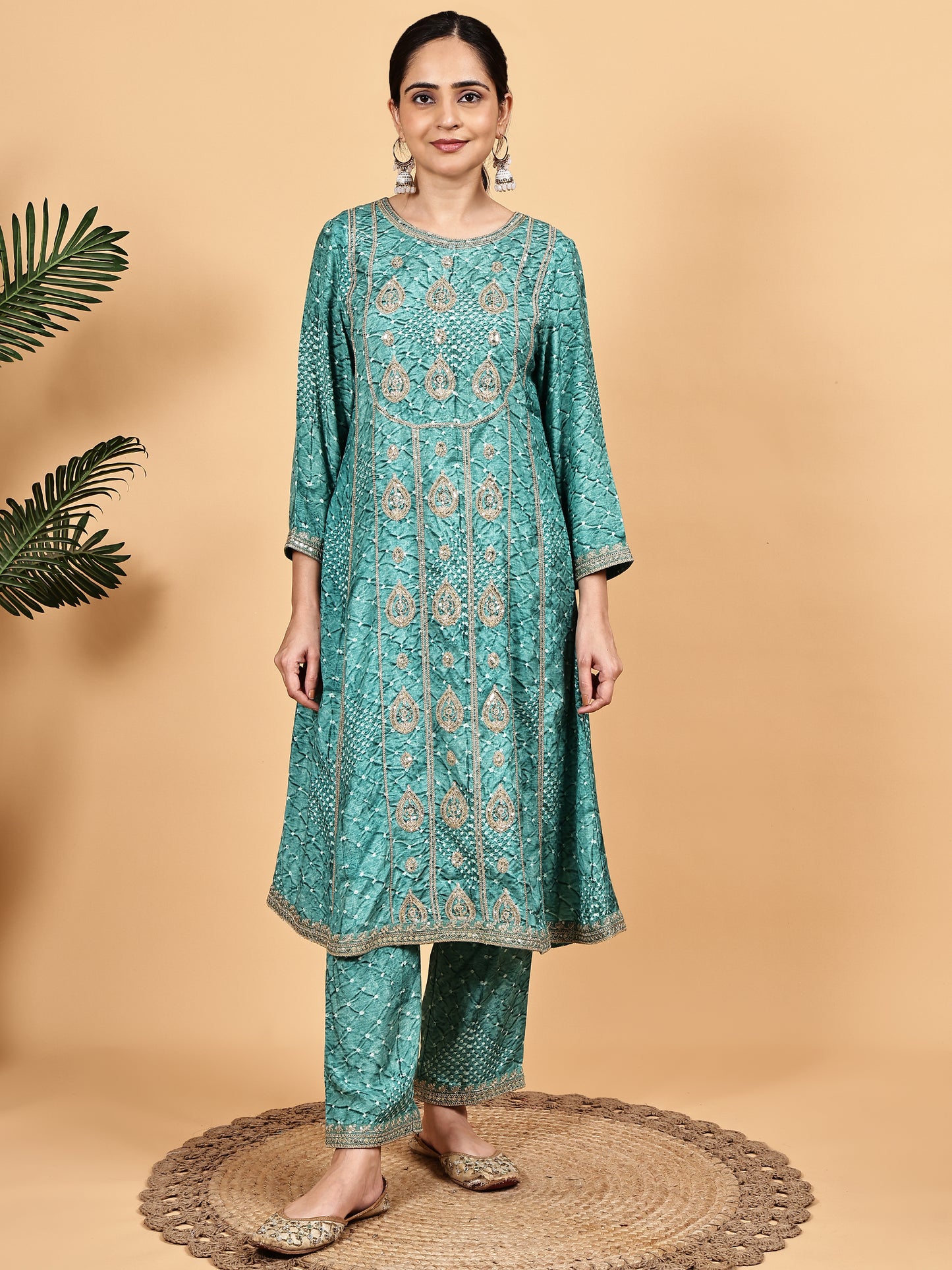 Sea Green Embroidered Kurta Set with Dupatta