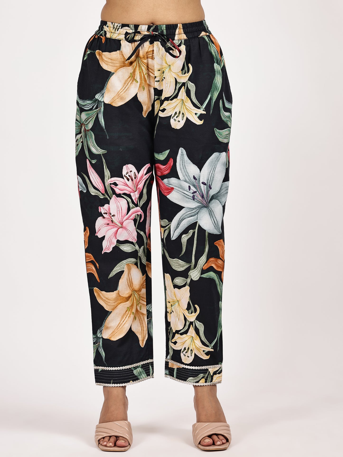 Black printed anarkali kurta set