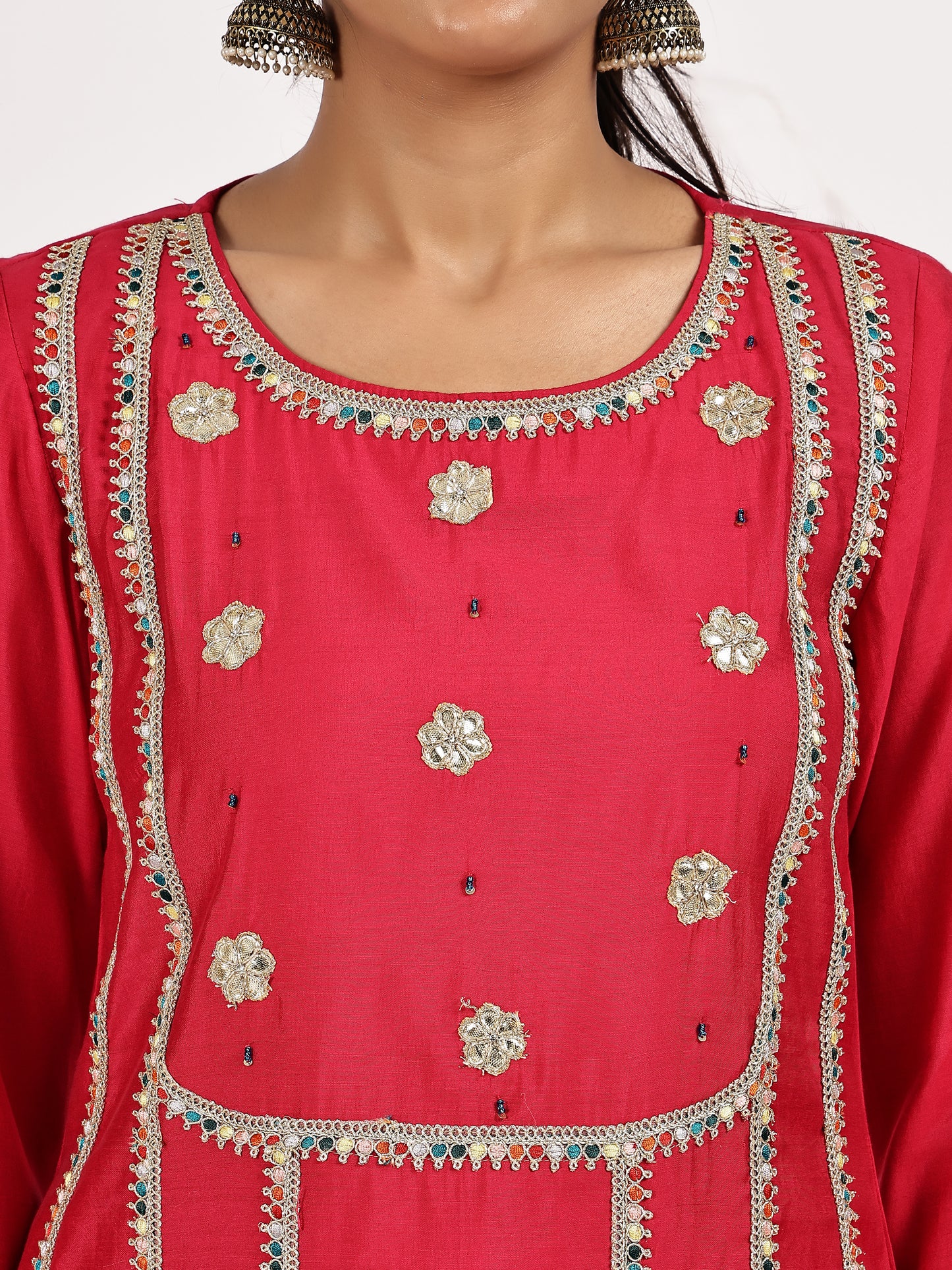 Pink  Kurta Set with Printed Dupatta