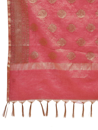 Multicolor Printed Kurta with Pink Banarasi Dupatta