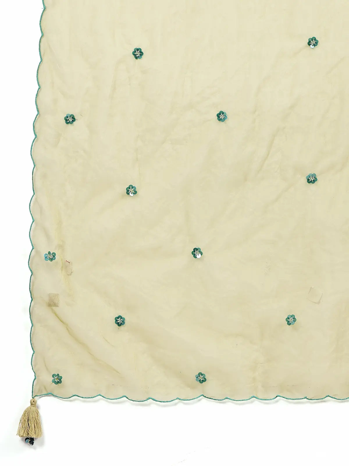 Aqua Blue Sleeveless Embroidered Anarkali with Olive Dupatta