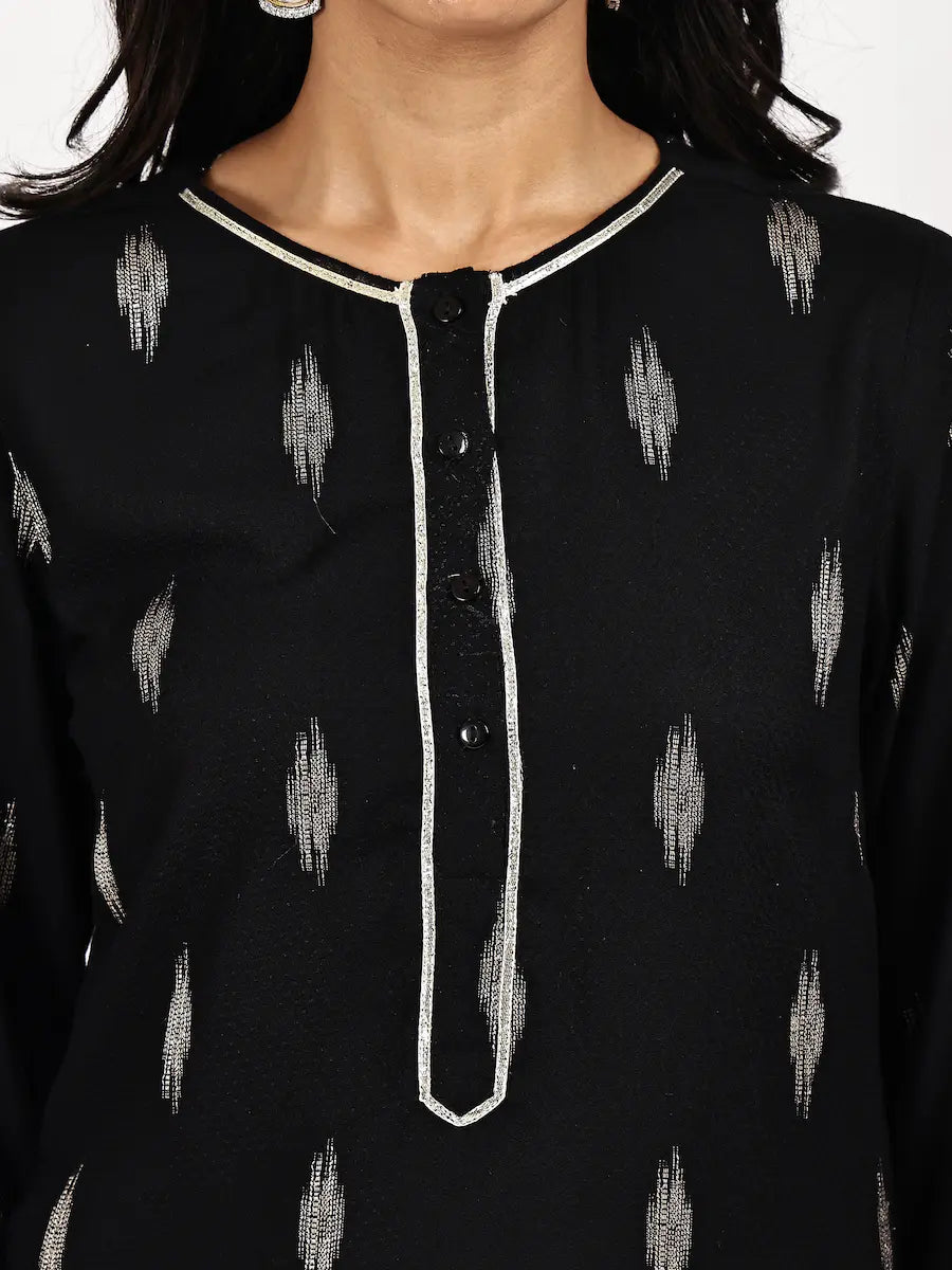 Black Print Kurta and Palazzo Set