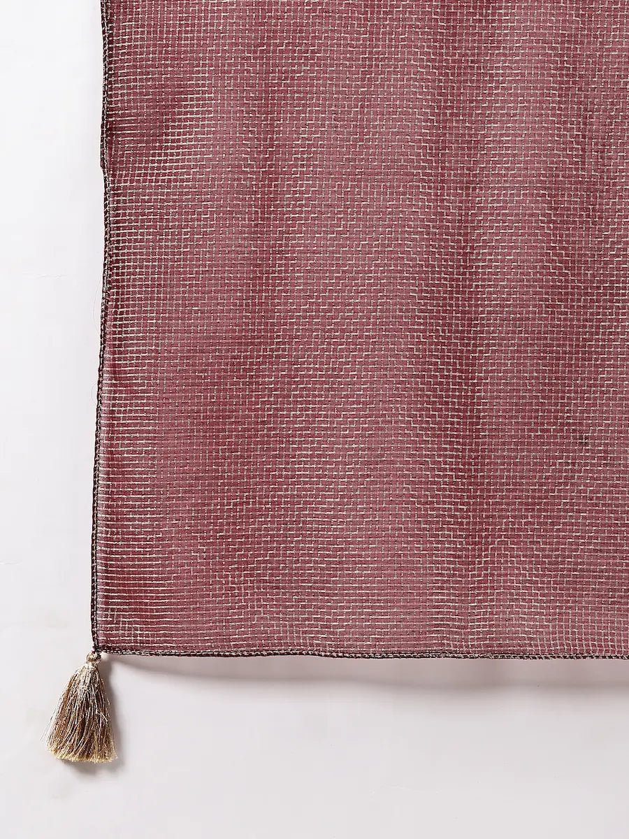 Brasso Velvet Floral Kurta with Maroon Sharara & Zari Dupatta