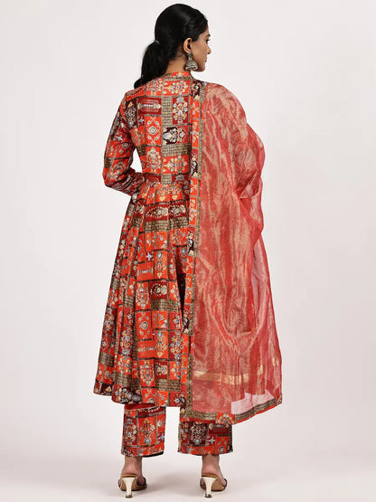 Festive Silk Jacquard Kurta Set with Textured Dupatta