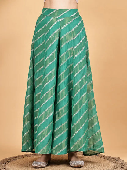 Green Jacquard Kurta Sharara Set with Premium Dupatta