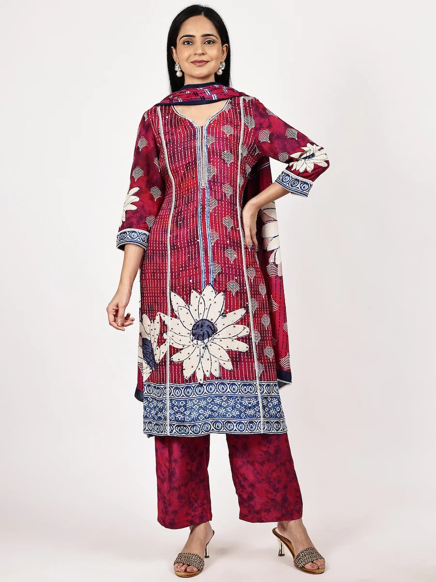 magenta-floral-printed-kurta-set-with-dupatta