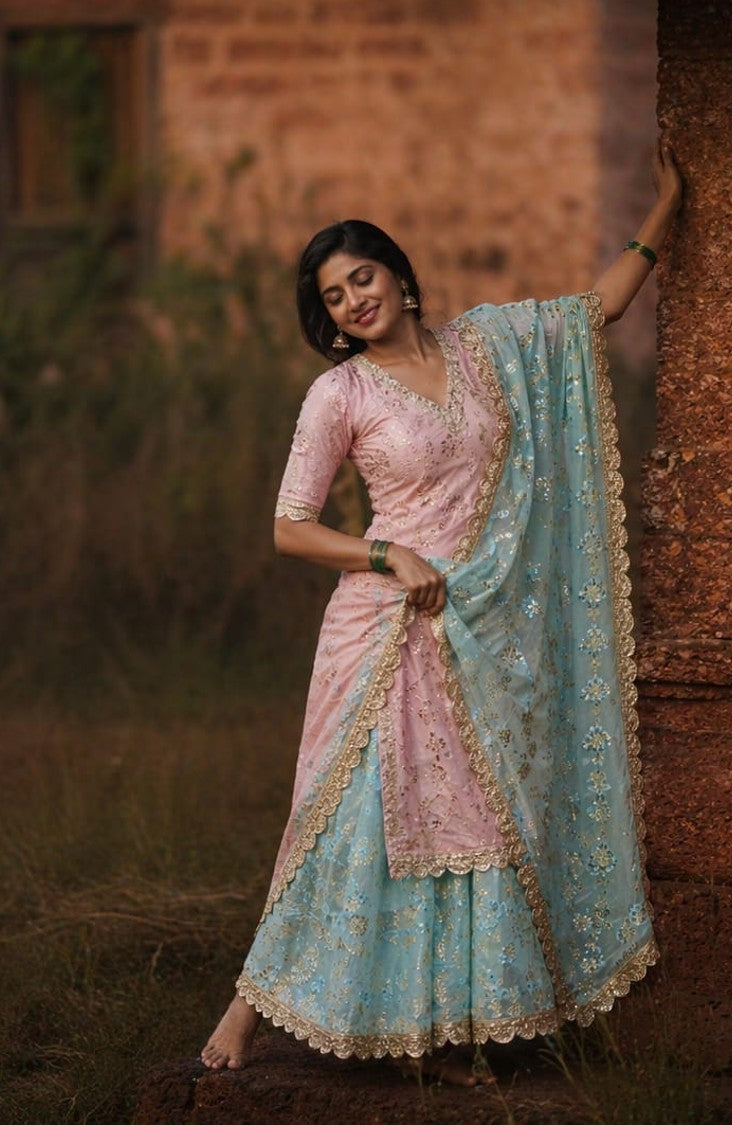 house-of-paral-pink-festive-wear-suit-set-with-sky-blue-embroidered-dupatta
