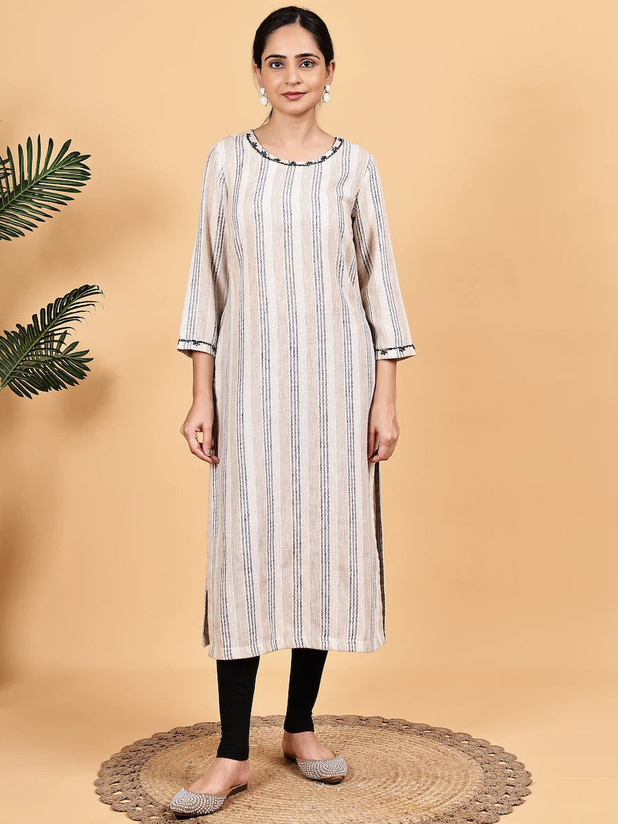 beige-and-black-striped-straight-kurta-with-thread-detailing