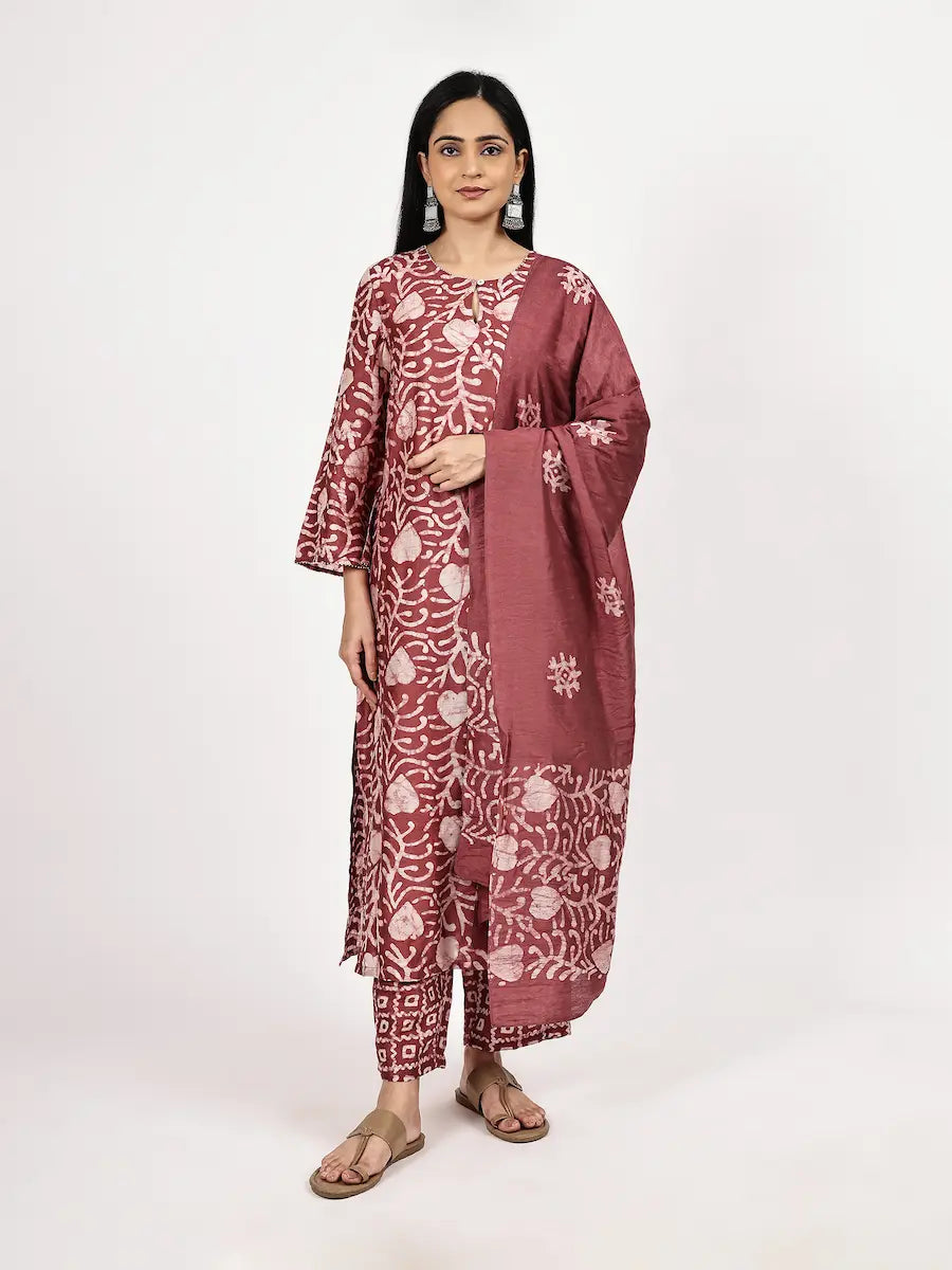 Handcrafted Batik Print Kurta Set with Dupatta