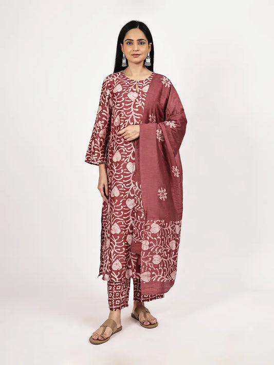 Handcrafted Batik Print Kurta Set with Dupatta