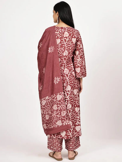 Handcrafted Batik Print Kurta Set with Dupatta