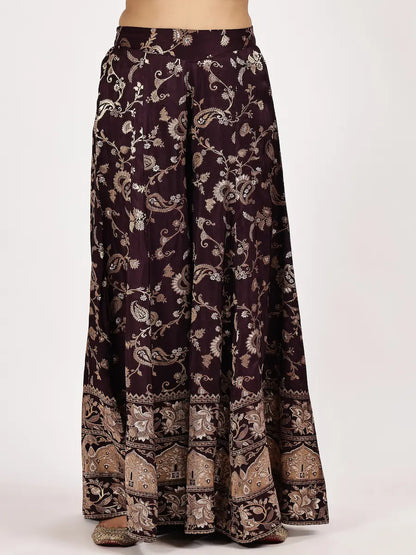 Stylish Lilac Jacquard Kurta Set with Flared Bottom & Matching Dupatta