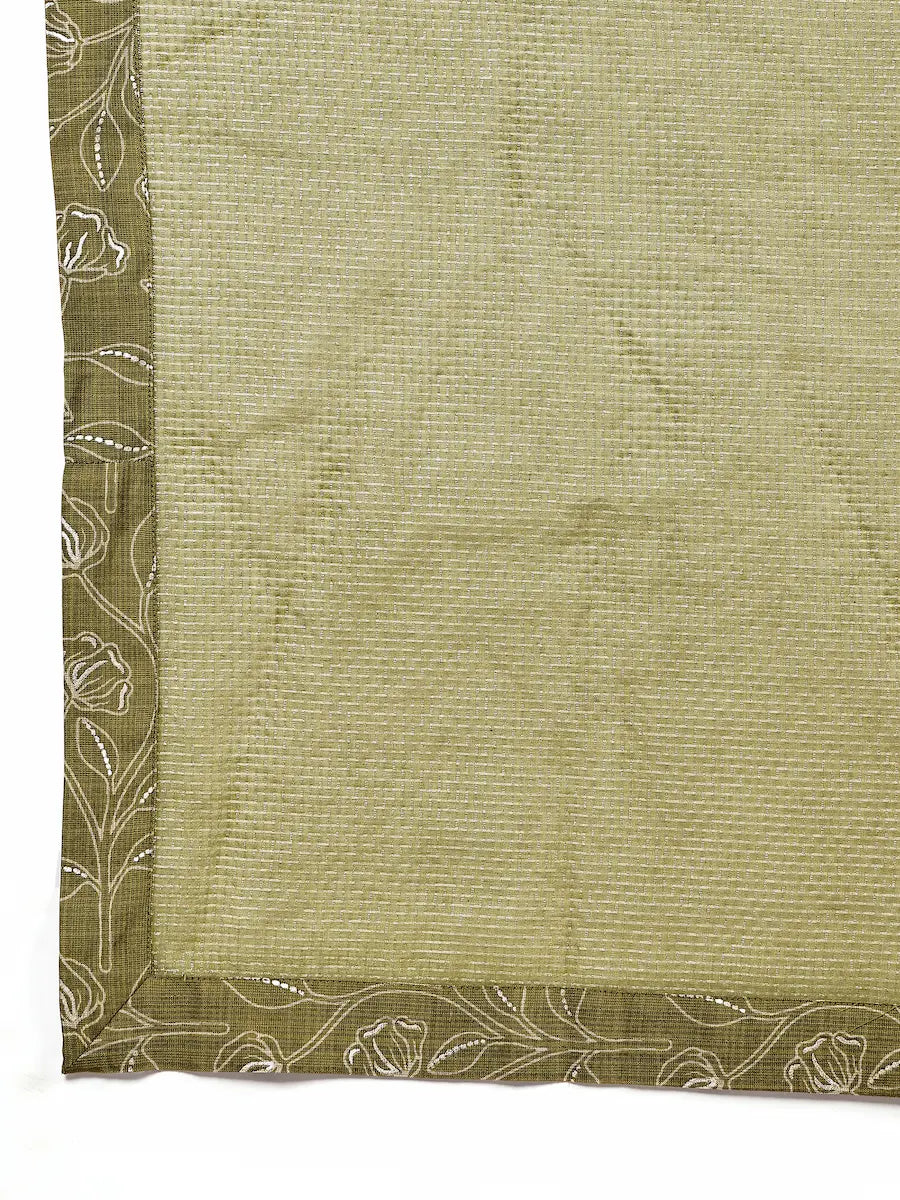 Mehndi Green Viscose Blend Embroidered Kurta Set with Dupatta