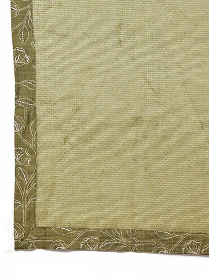 Mehndi Green Viscose Blend Embroidered Kurta Set with Dupatta