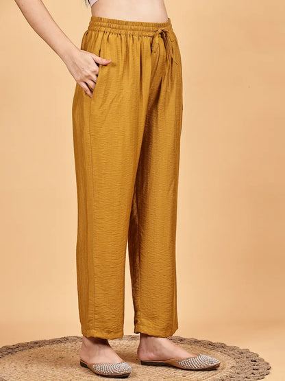 Mustard Printed Kurta Set with Premium Dupatta