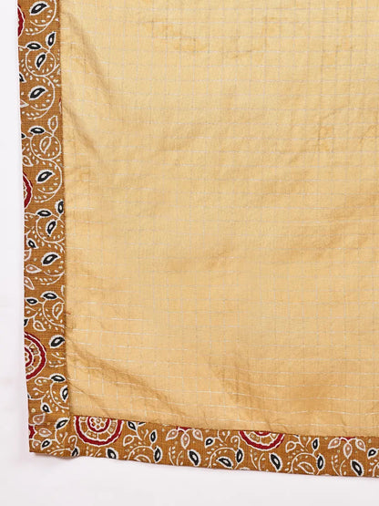 Mustard Printed Kurta Set with Premium Dupatta