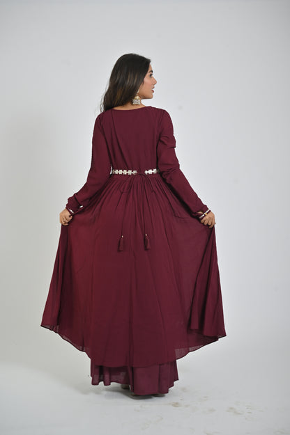 Maroon Elegance Maxi Gown