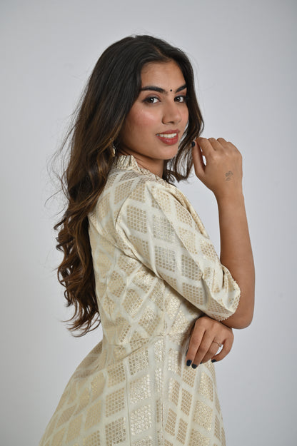 Golden Printed Kurta with Palazzo Set