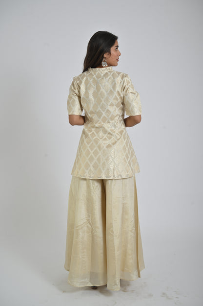 Golden Printed Kurta with Palazzo Set