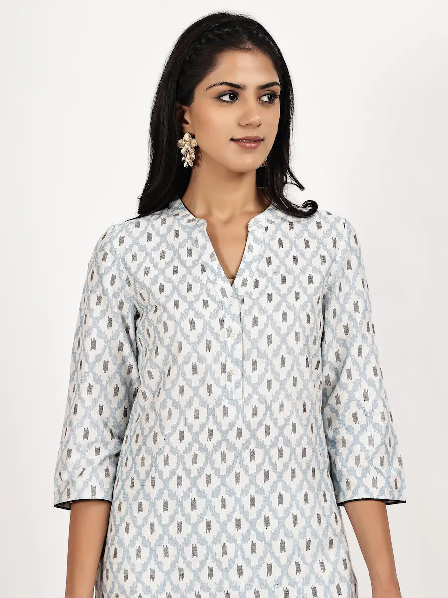 Off white Print Kurta with Palazzo Set