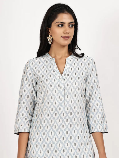 Off white Print Kurta with Palazzo Set
