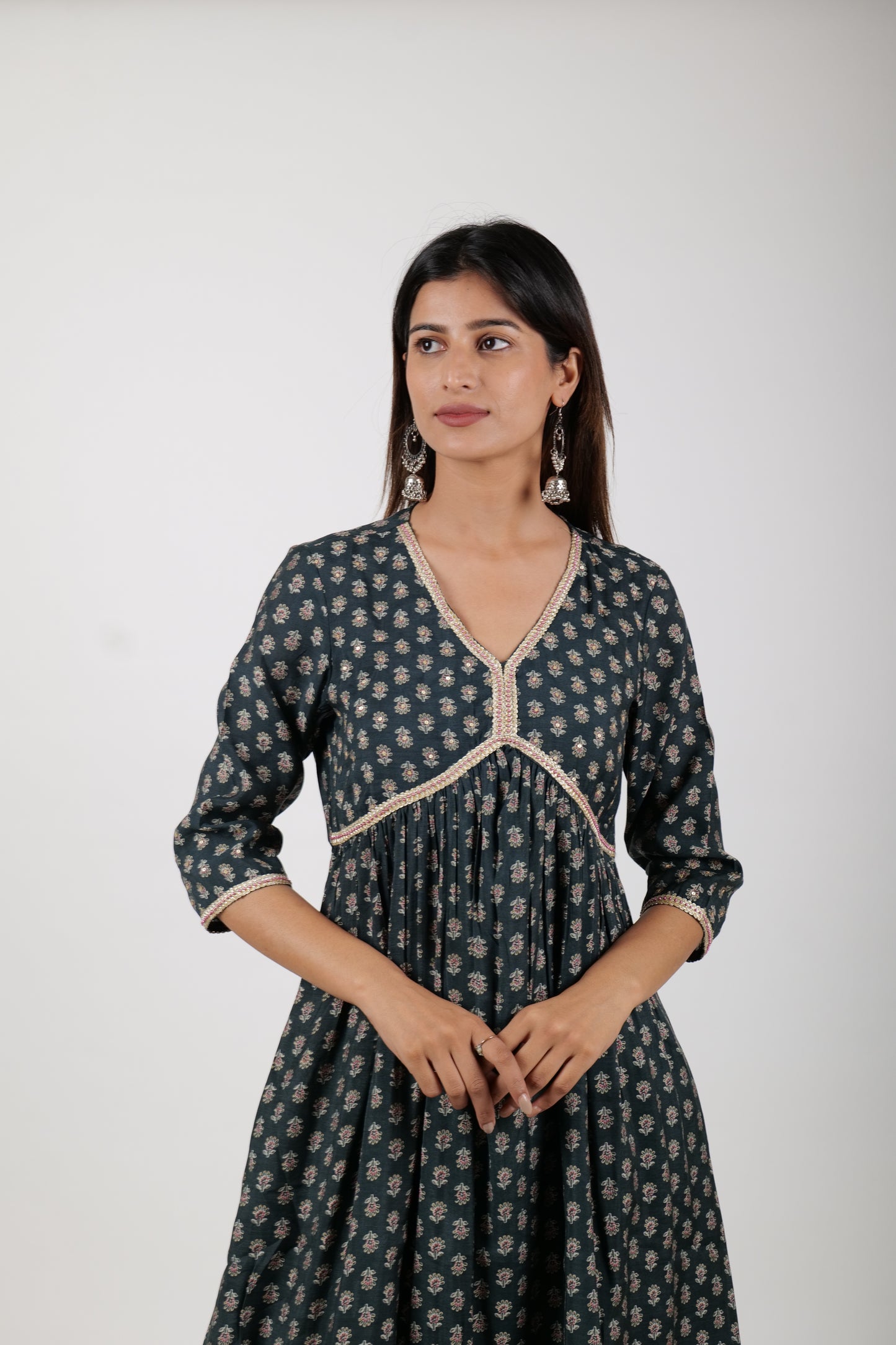 sea weed green Alia cut Kurta , along with pants and Dupatta