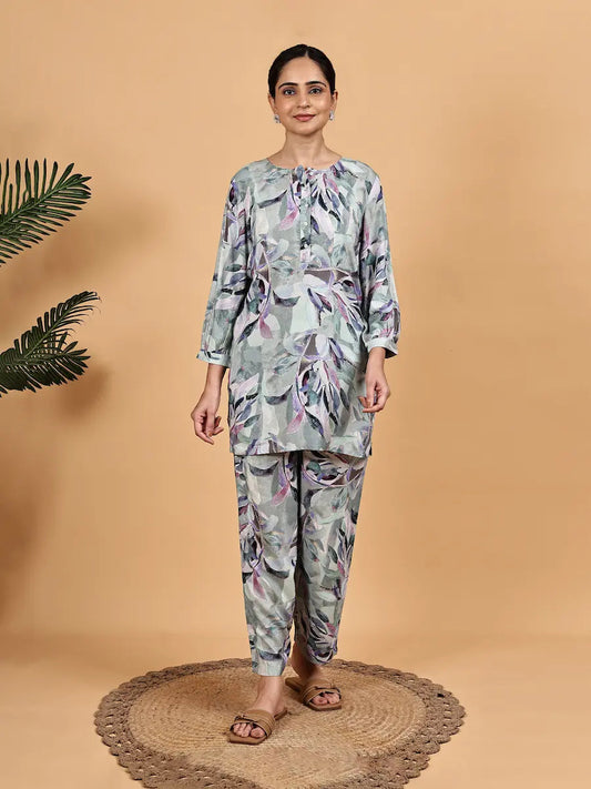 Pastel Green Floral Co-ord Set House Of Paral