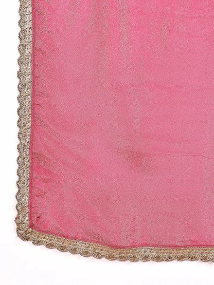 Fuchsia Pink Embroidered Bandhani Kurta Set with Modern Detailing