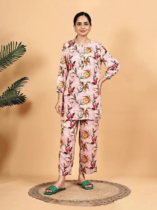 Pink floral print co ord set House Of Paral