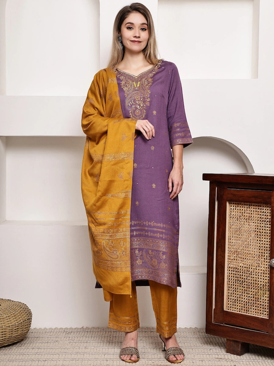 purple-embroidered-kurta-set-with-mustard-dupatta