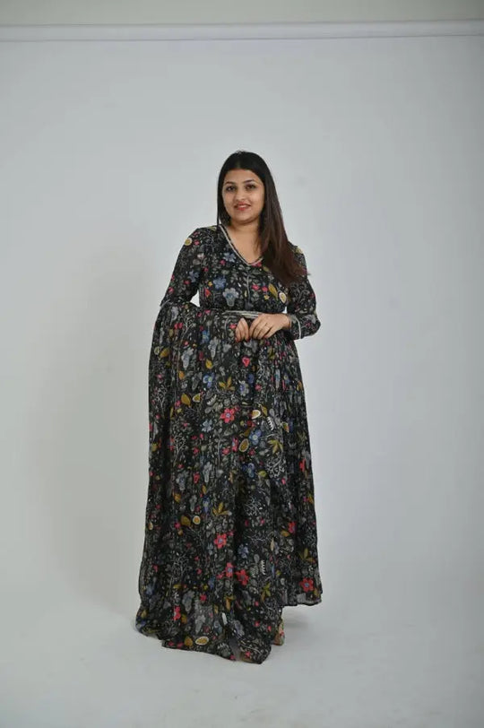 Black Floor-Length Maxi Gown for Women