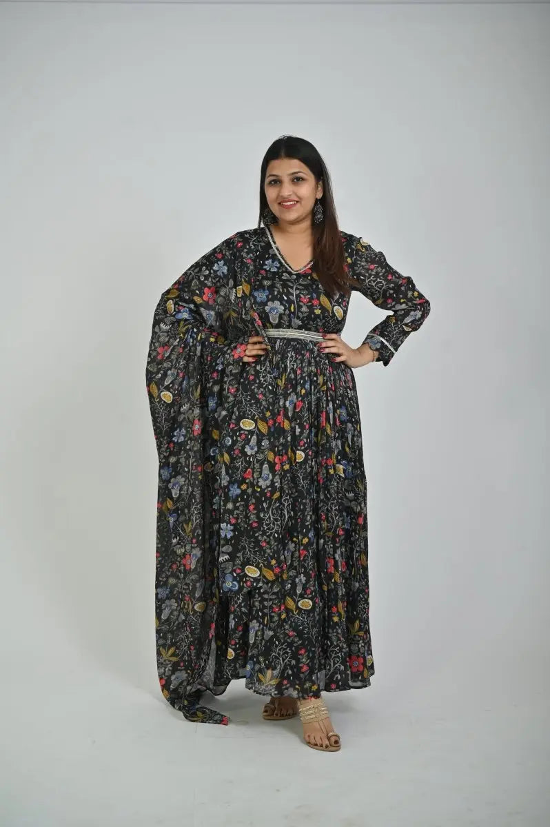 Black Floor-Length Maxi Gown for Women