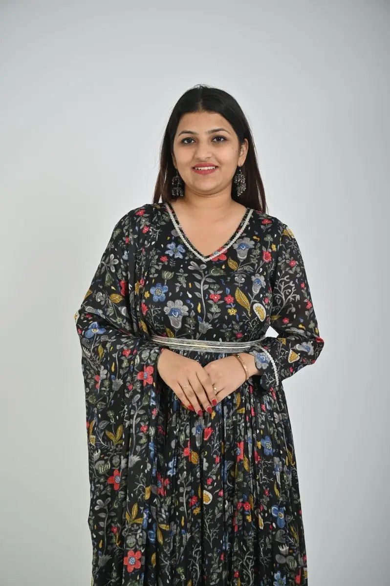 Black Floor-Length Maxi Gown for Women