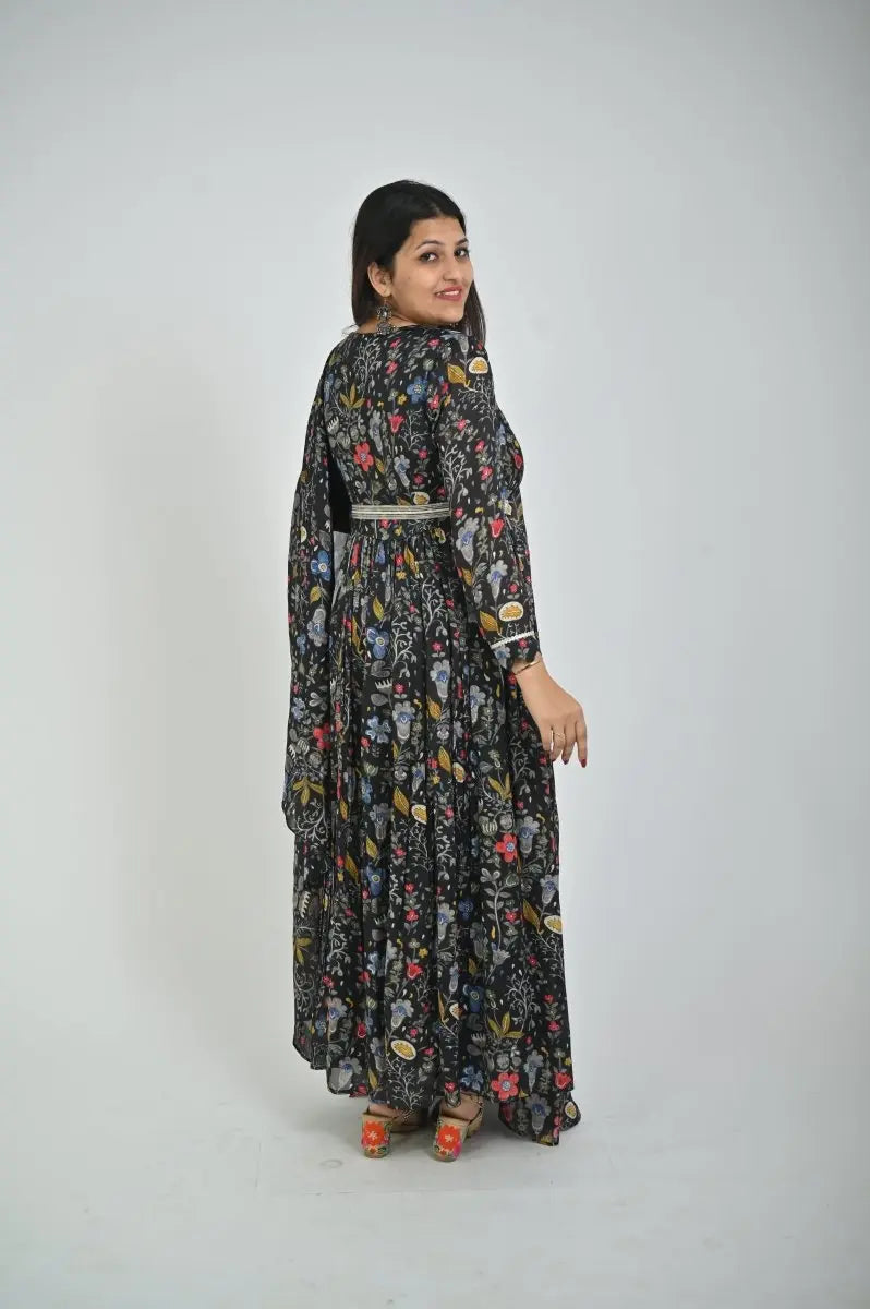 Black Floor-Length Maxi Gown for Women