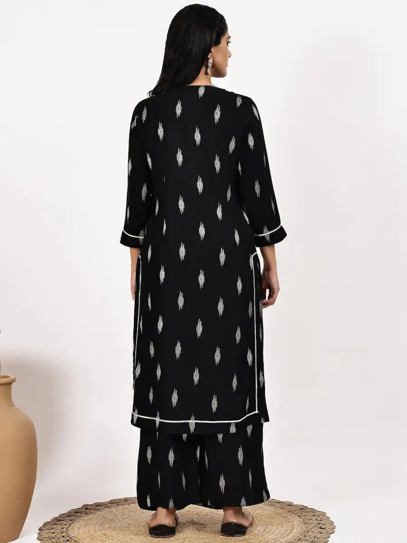 Black Printed Kurta Set with Palazzo – Stylish Ethnic Wear