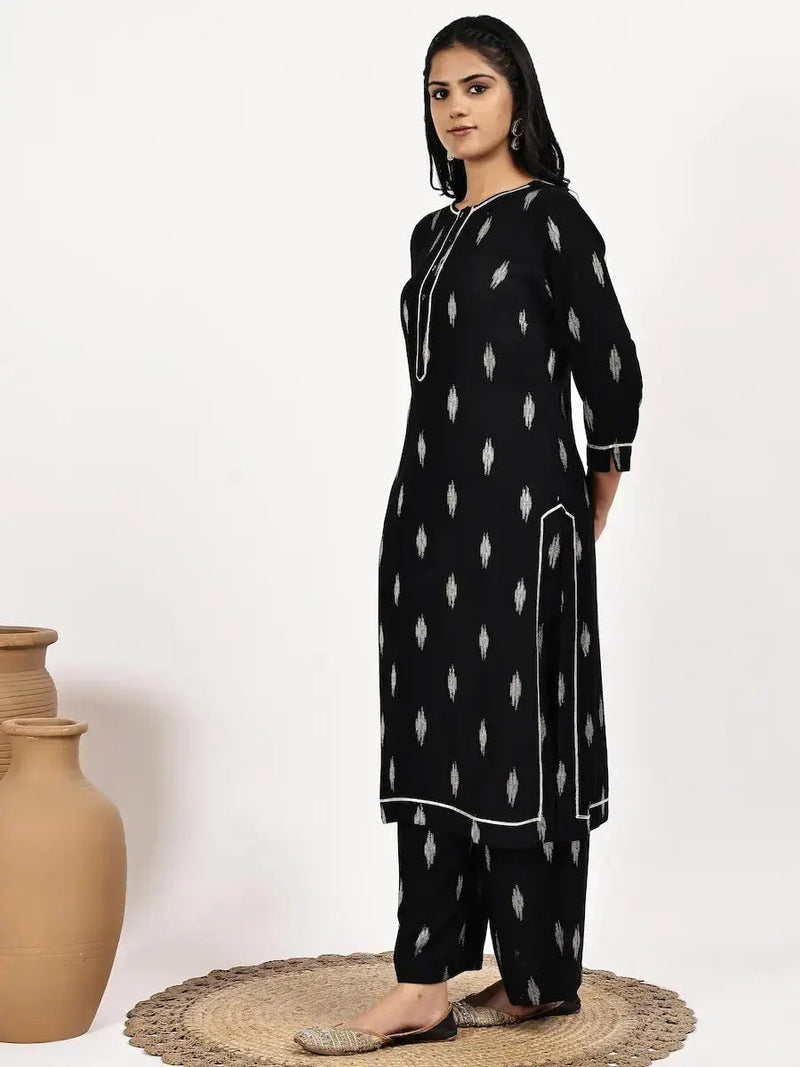 Black Printed Kurta Set with Palazzo – Stylish Ethnic Wear