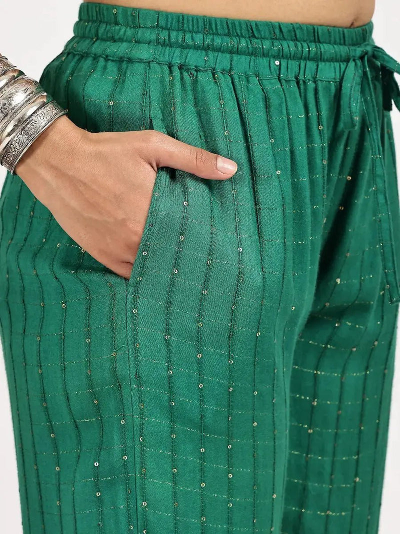 Emerald Green Dobby Kurta with Pant Set