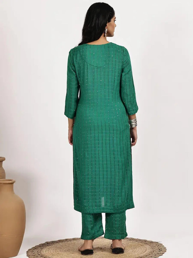 Emerald Green Dobby Kurta with Pant Set